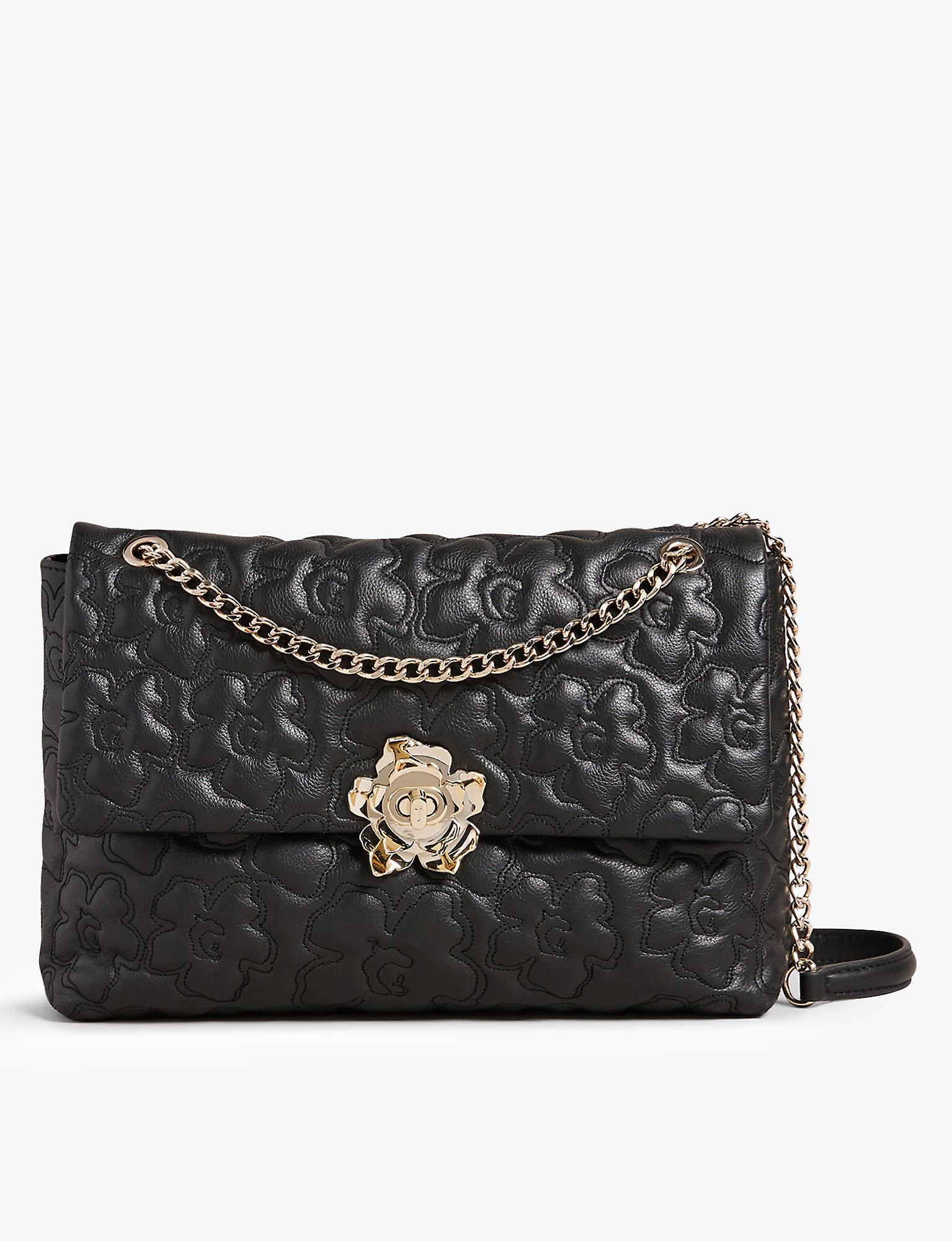 Ted Baker Ayshah Magnolia-quilted Large Leather Crossbody Bag in Black |  Lyst