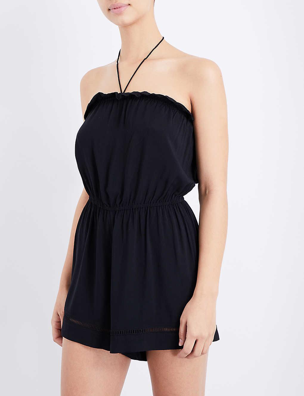 Seafolly Halterneck Woven Playsuit in Blue | Lyst UK