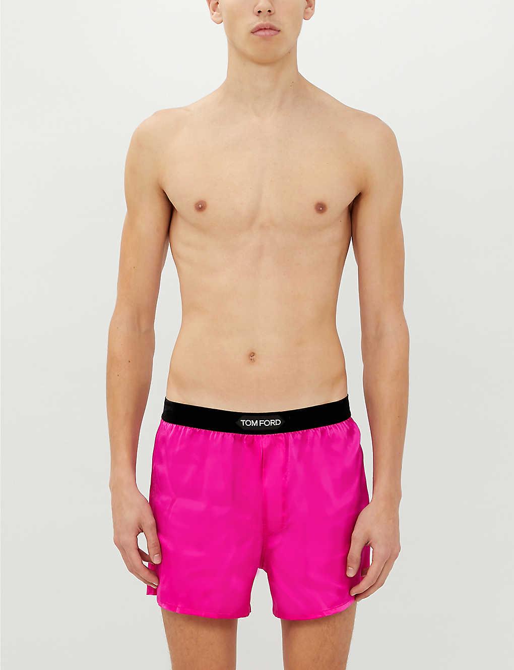 Tom Ford Logo-print Stretch-silk Boxers in Hot Pink (Pink) for Men 
