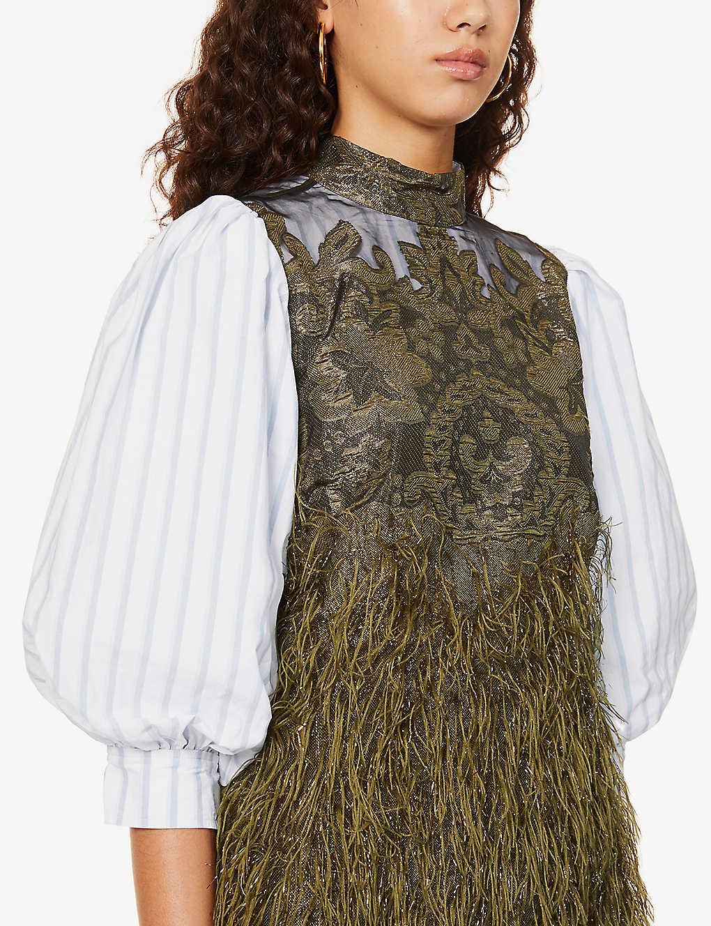 ganni faux feather dress