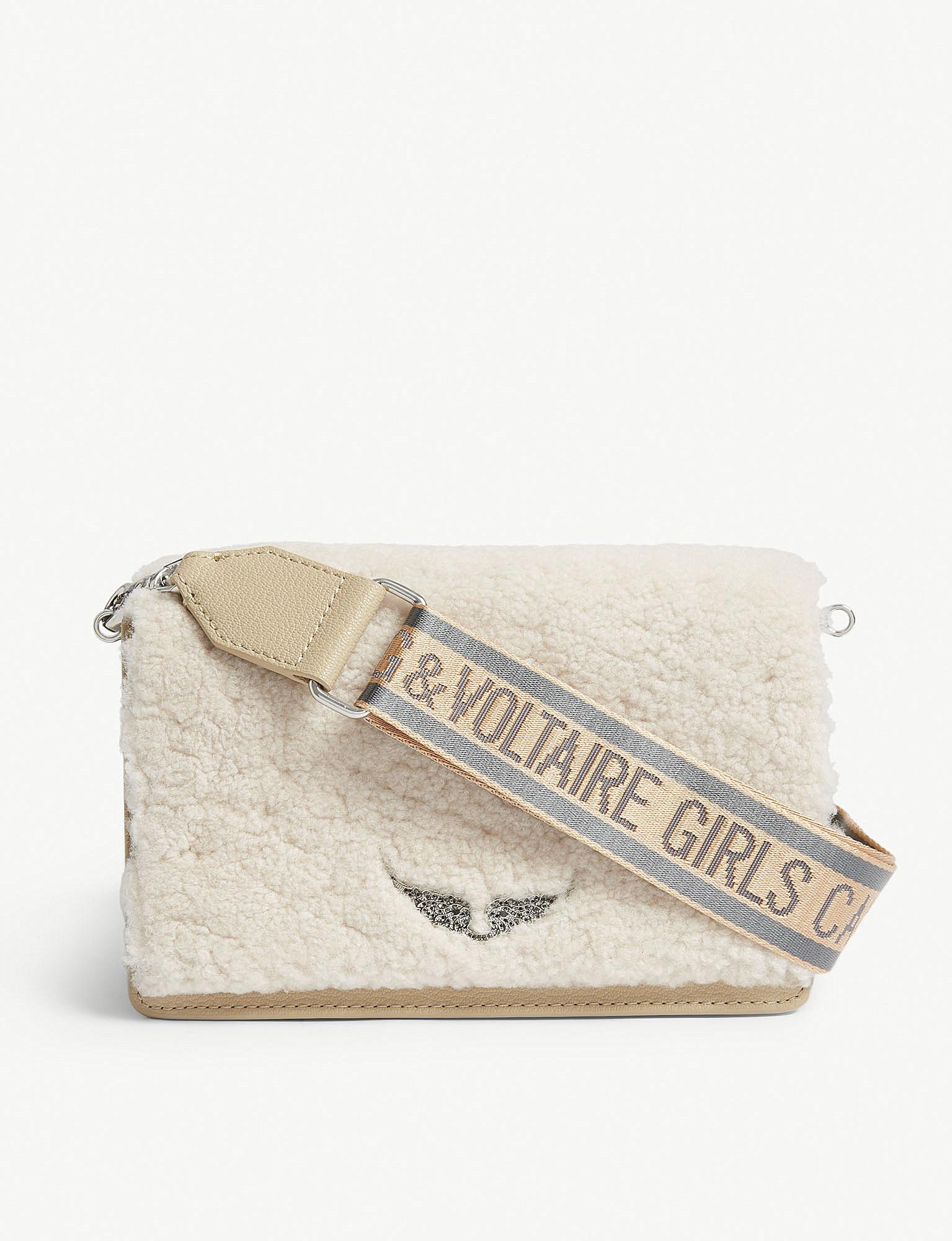 Zadig & Voltaire Lolita Shearling Leather Cross-body Bag in Natural | Lyst
