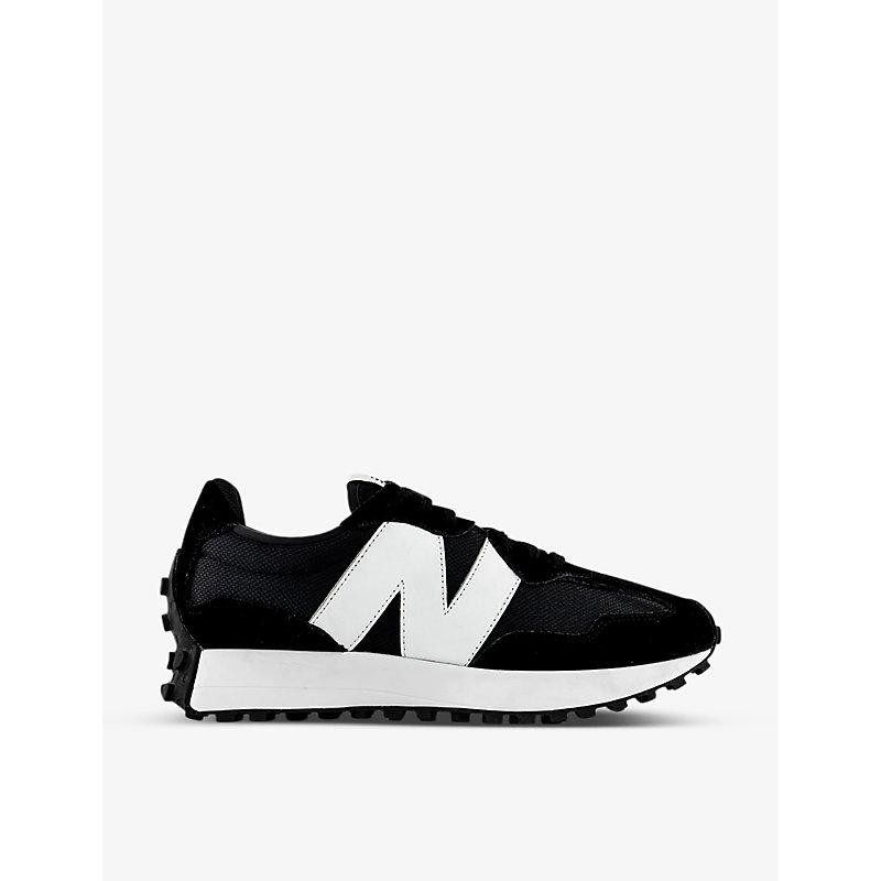 New Balance 327 Suede And Mesh Low-top Trainers in Black | Lyst