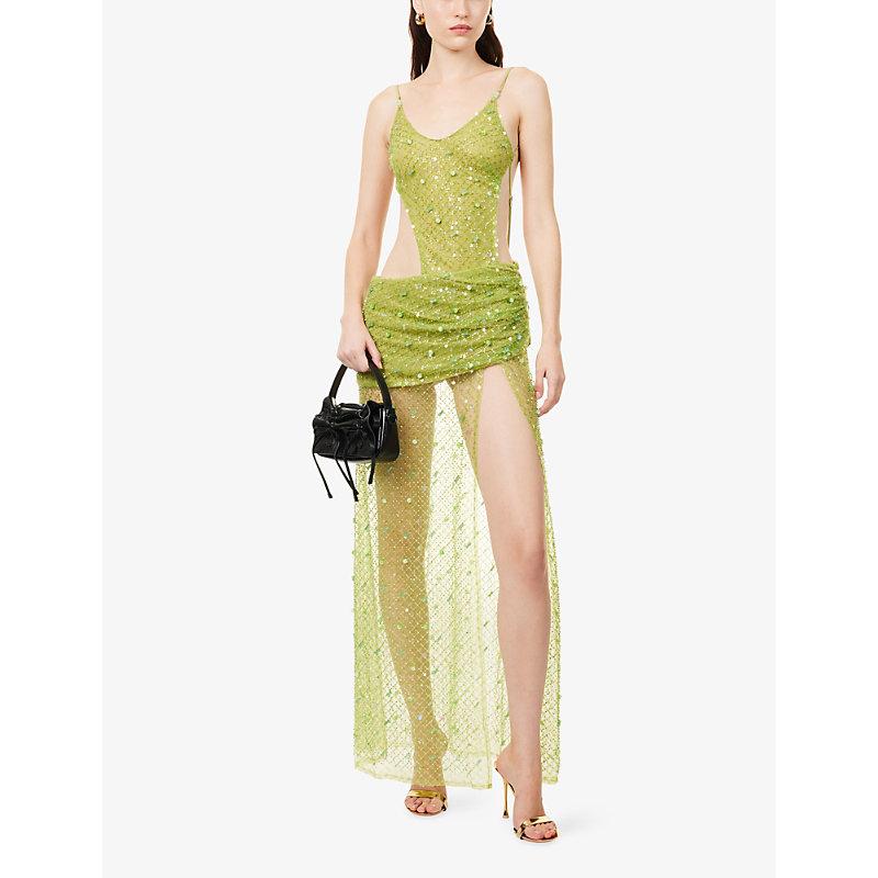 knee length dresses for ladies Dani | Black Hand-Embellished Halter-Neck Maxi Dress