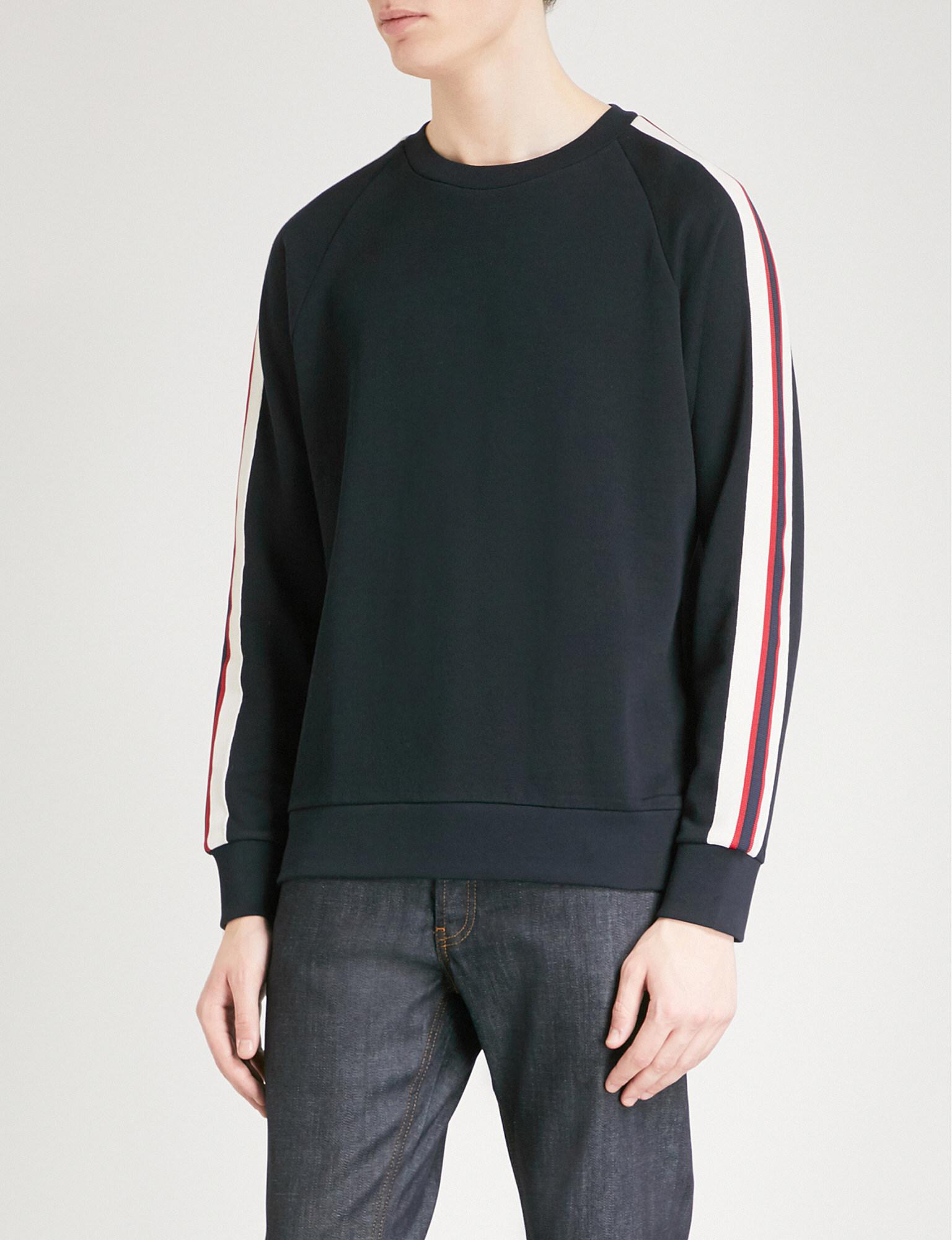 Sandro Striped-sleeve Cotton Sweatshirt for Men - Lyst