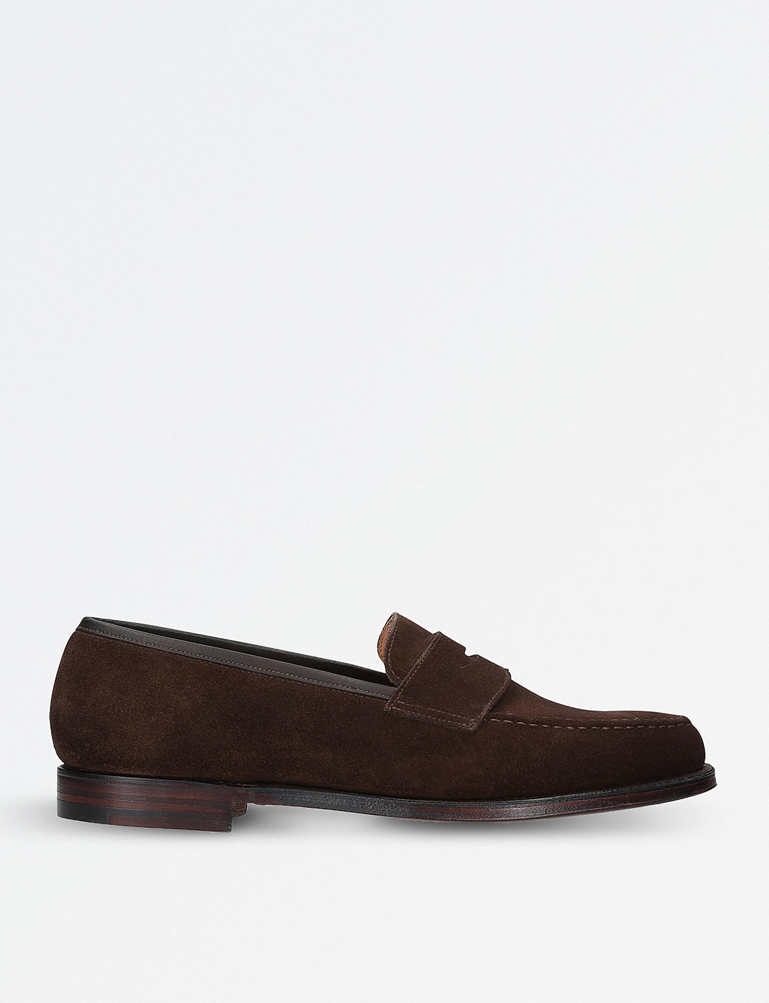 Crockett and Jones Boston Suede Penny Loafers in Brown for Men - Lyst