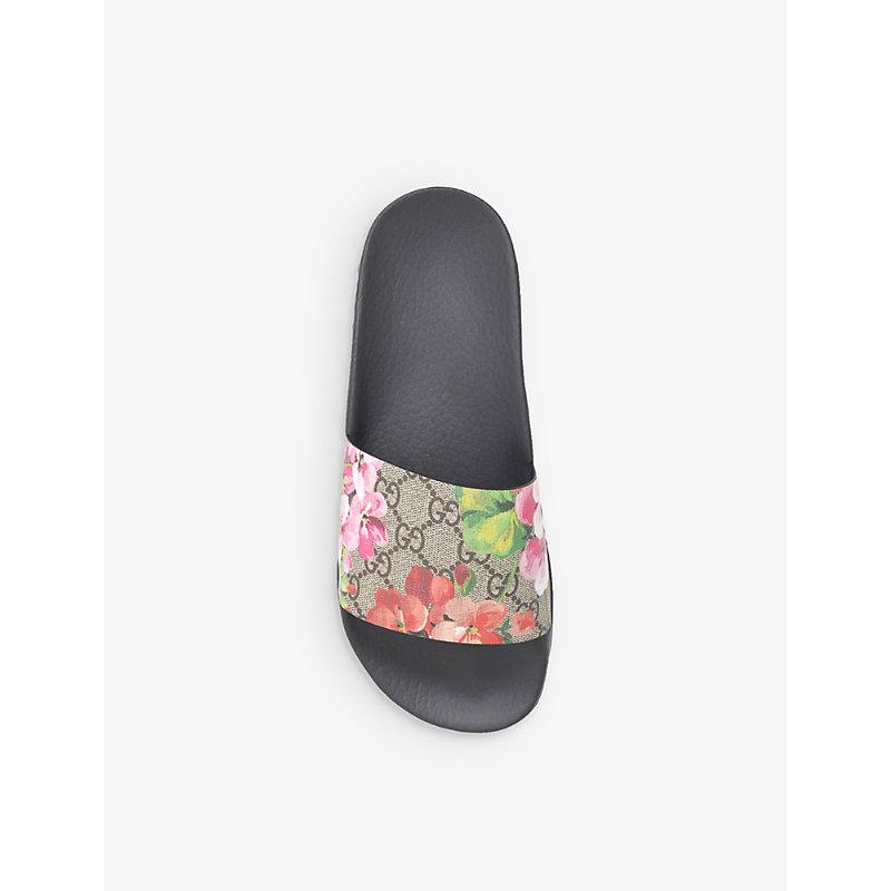 Pursuit Floral print Leather Sliders