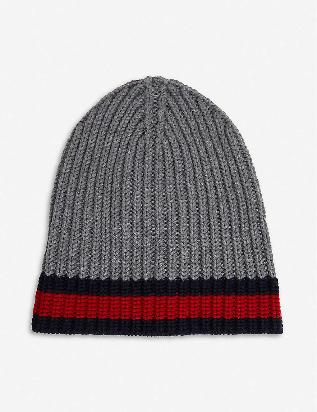 Gucci Striped Knitted Wool Beanie in Gray for Men | Lyst
