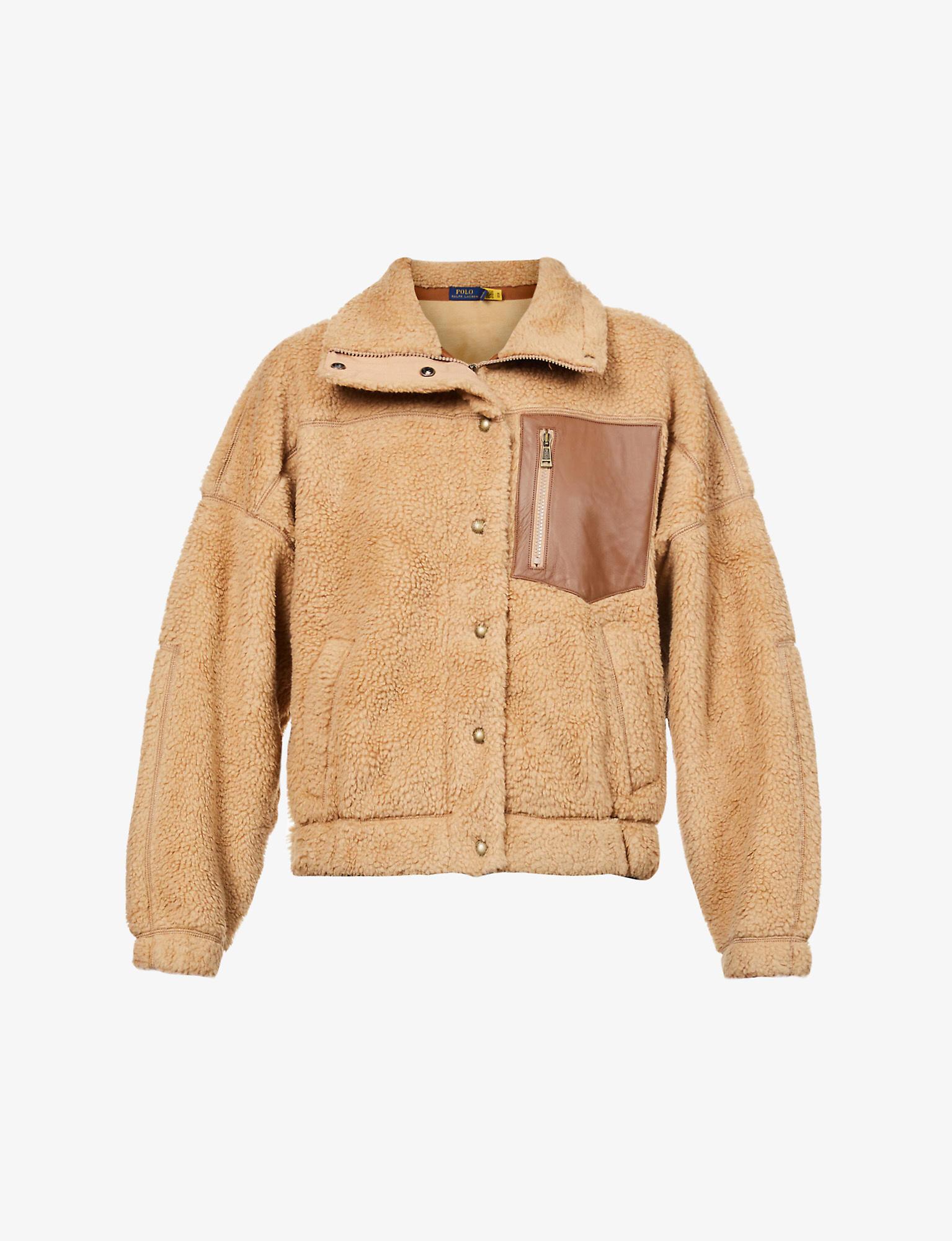 Polo Ralph Lauren Synthetic Leather-trim High-pile Shearling Jacket in ...