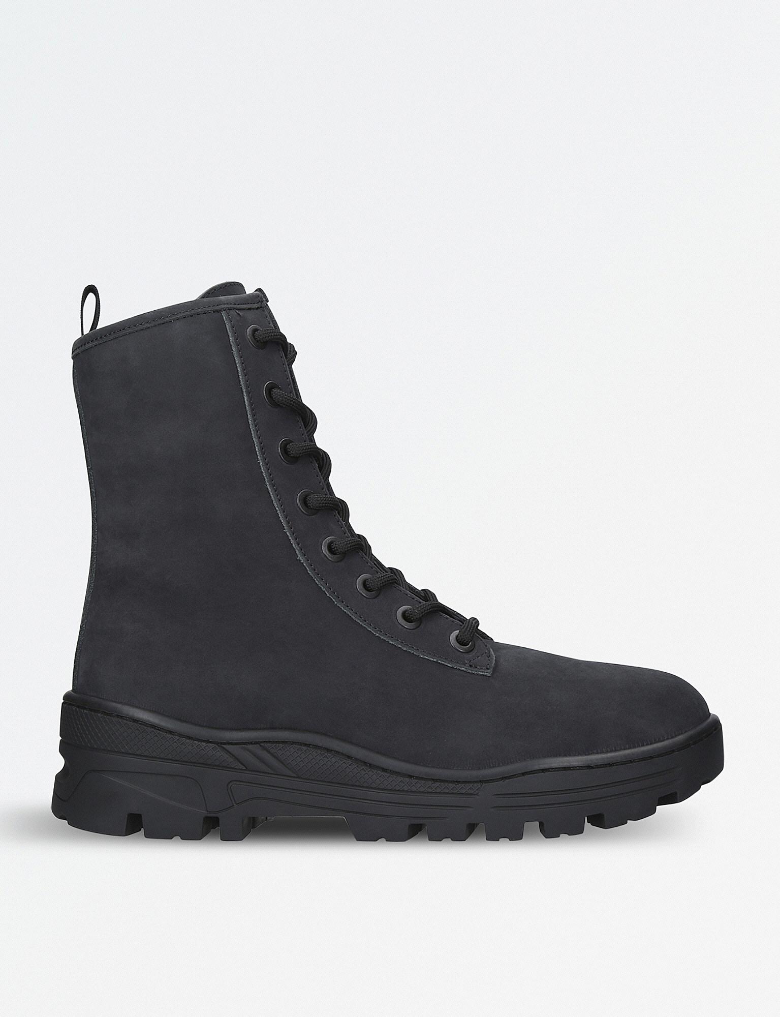 Yeezy Season 5 Nubuck-leather Military Boots Black for Men | Lyst