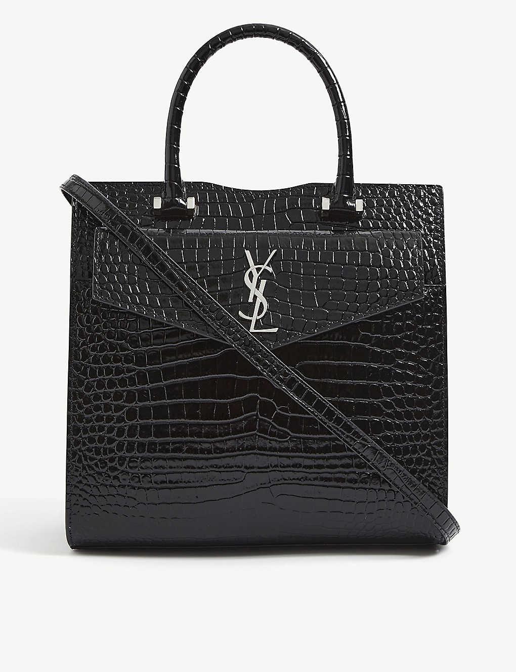 Saint Laurent Uptown Small Textured-leather Tote - Black