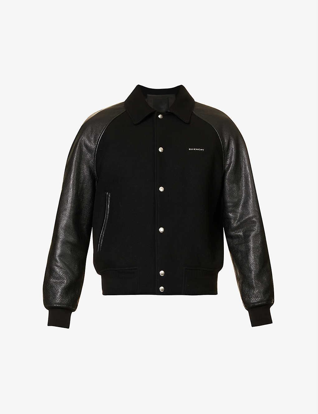 Givenchy Logo-plaque Spread-collar Leather Jacket in Black for Men | Lyst