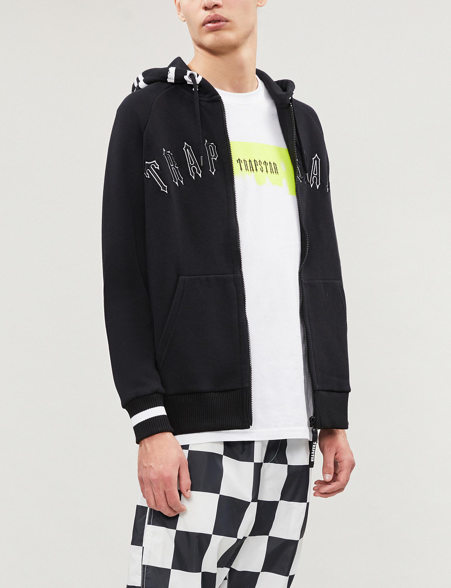Trapstar Irongate Logo-print Jersey Hoody in Black for Men | Lyst