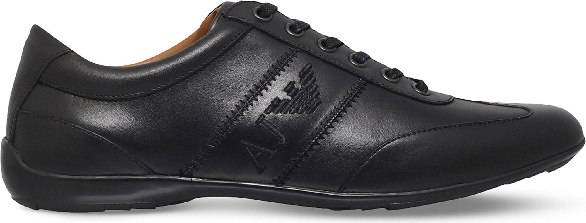 Armani black leather trainers Clearance