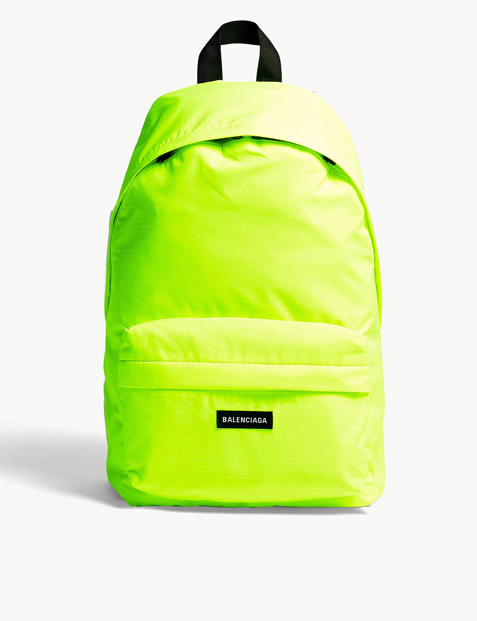 neon green backpack