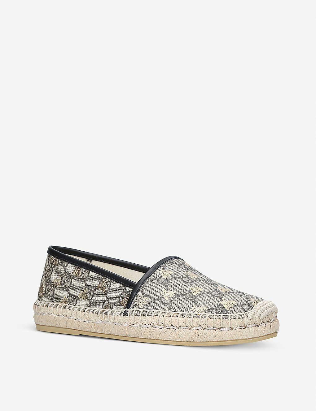 Gucci Womens Beige Comb Pilar GG Bee Canvas Espadrilles 2 in Natural | Lyst