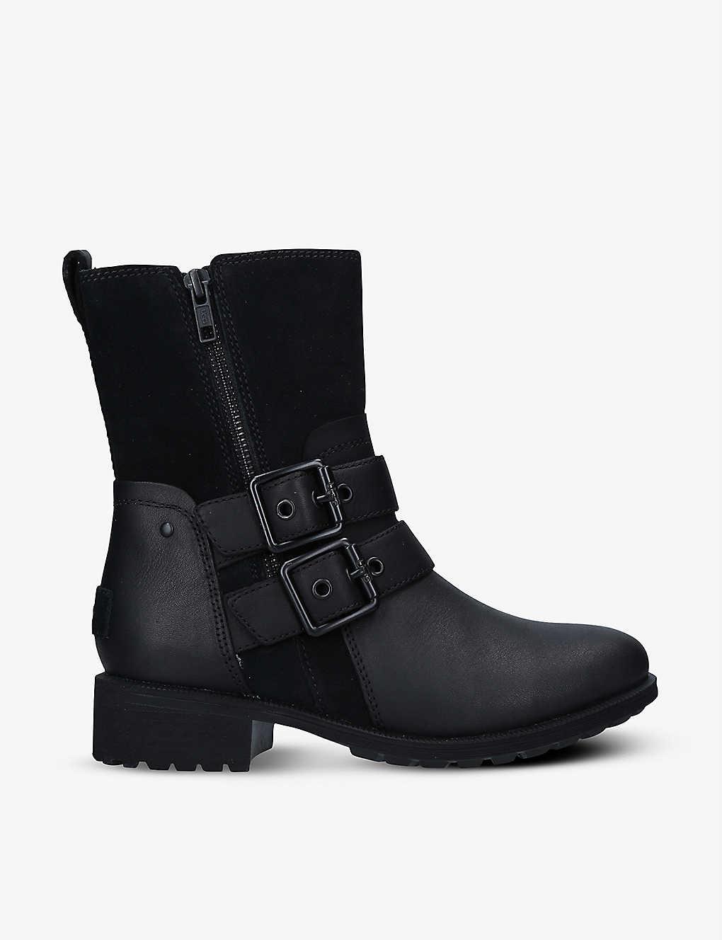 UGG Wilde Suede & Leather Combat Boots in Black | Lyst