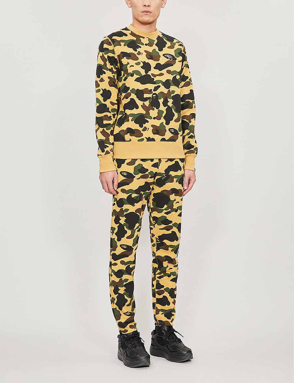 A Bathing Ape 1st Camo Tapered Cotton-jersey Tracksuit Bottoms in Yellow  for Men | Lyst