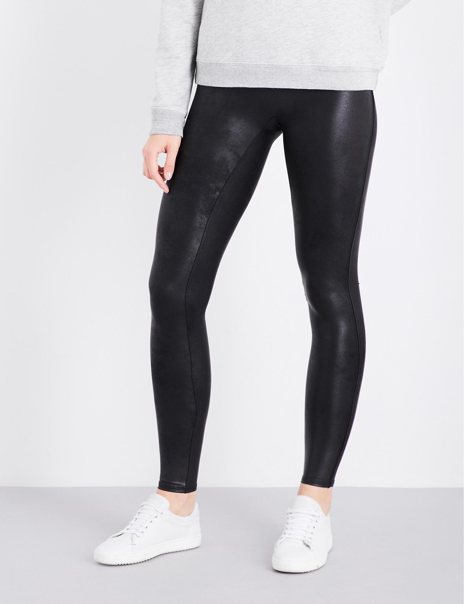 Buy SPANX® Medium Control Black Faux Leather Shaping Leggings from