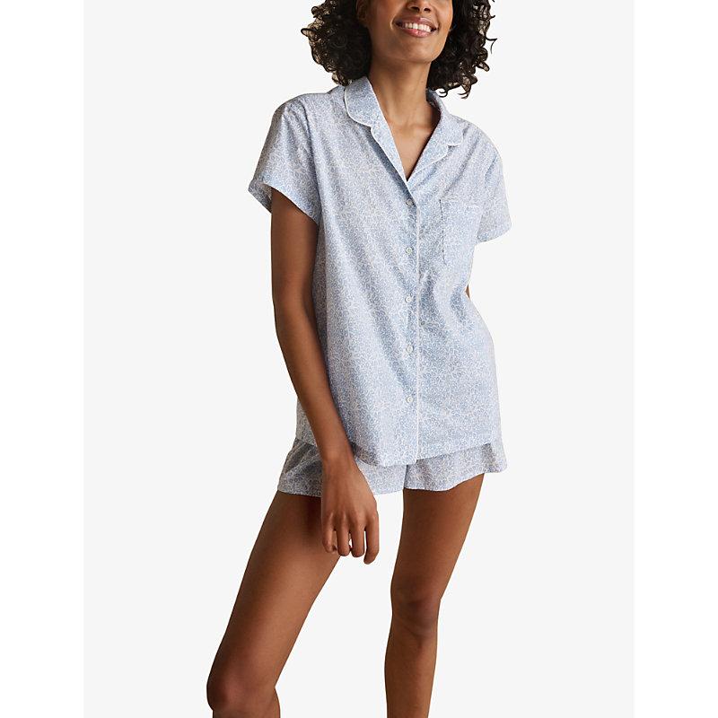 The White Company Bali Leaf-print Cotton Pyjama Set in Blue | Lyst