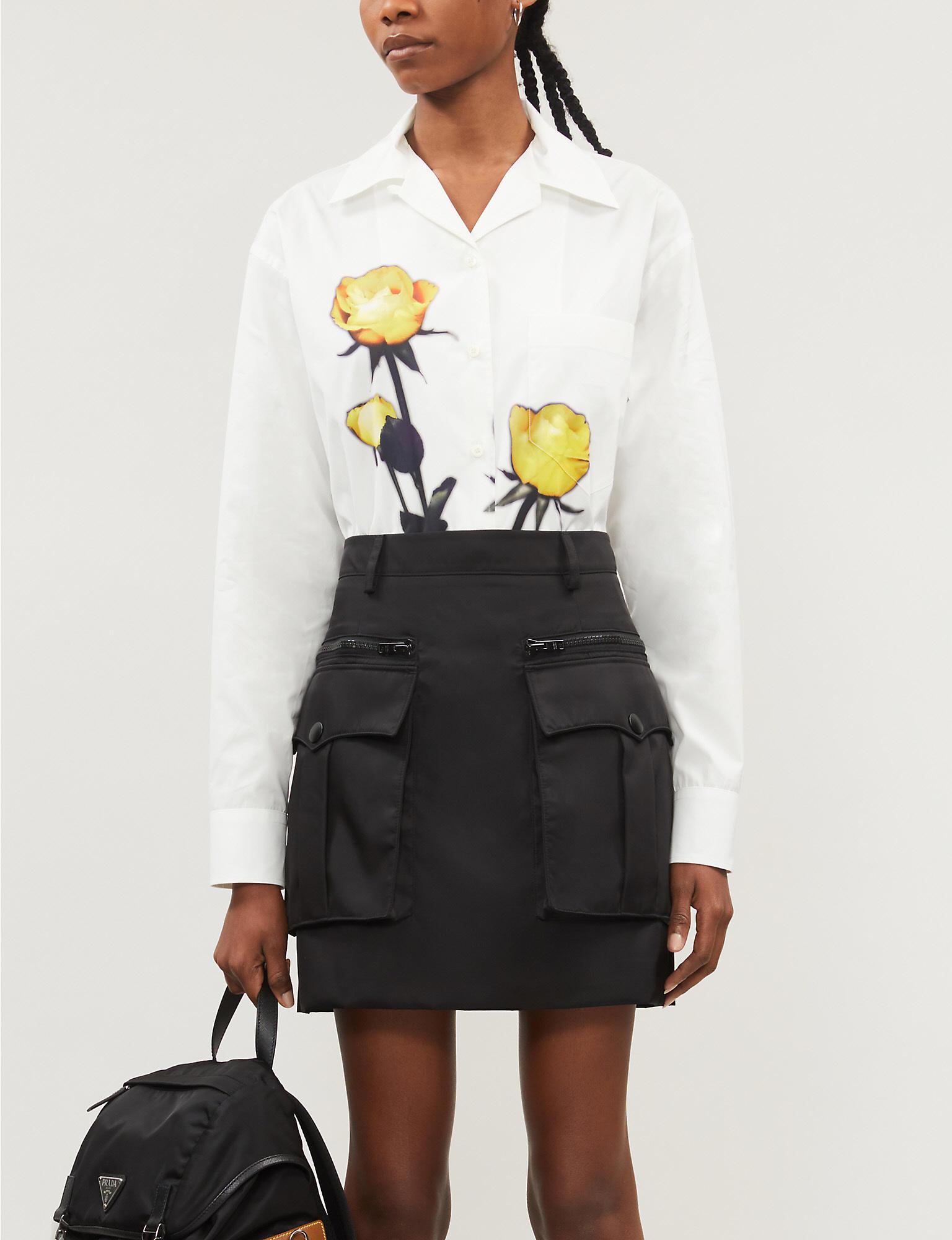 Prada Synthetic Branded-hardware Gabardine-nylon Mini Skirt in Nero (Black)  - Lyst