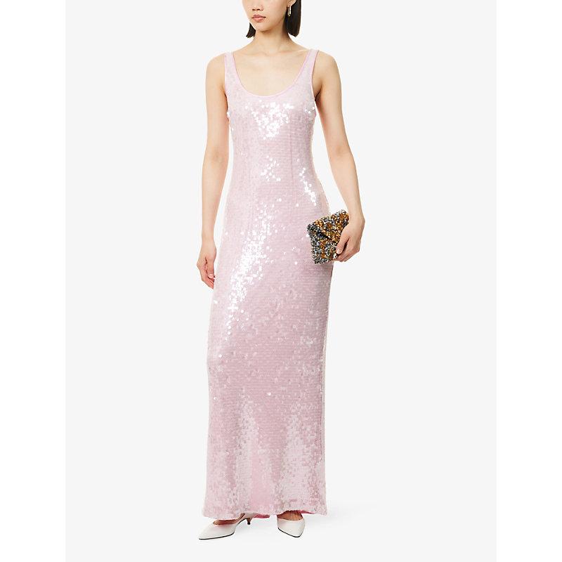 sequined sleeveless wrap dress by jonathan simkhai Jonathan Simkhai Bex Sleeveless Sequin-Embellished Maxi Dress in Pink