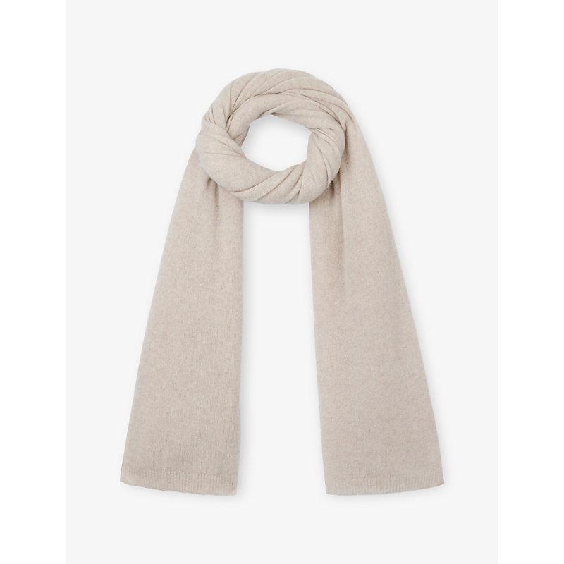 The White Company Ribbed-Trim Cashmere Blanket Scarf in White