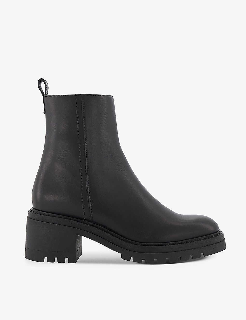 Dune Leather Possessive Block Heel Leather Ankle Boots in Black Lyst
