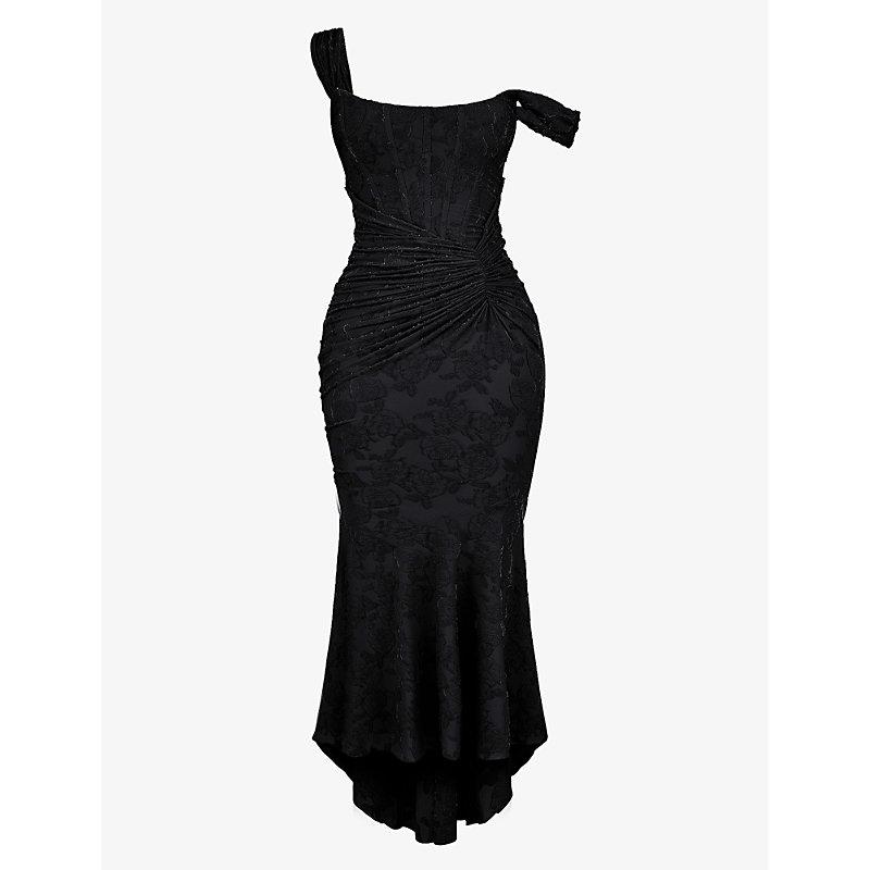 House Of Cb Cesca Floral-print Corseted Stretch-woven Maxi Dres in Black |  Lyst