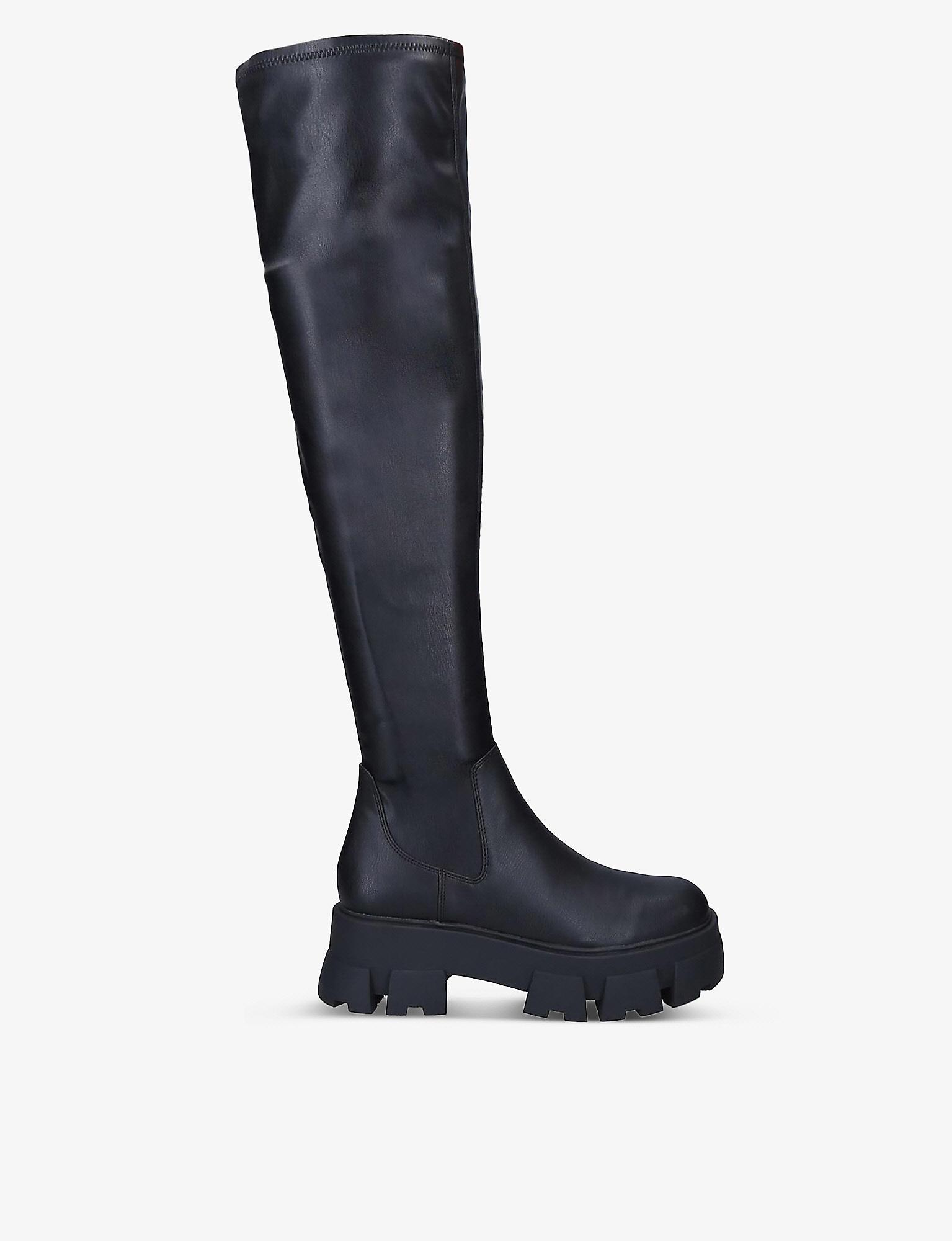 ALDO Grandmode Chunky-soled Thigh-high Faux-leather Boots in Blue | Lyst