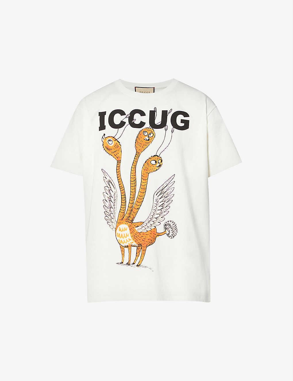 Gucci Iccug 3 Heads Cotton-jersey T-shirt in White for Men | Lyst
