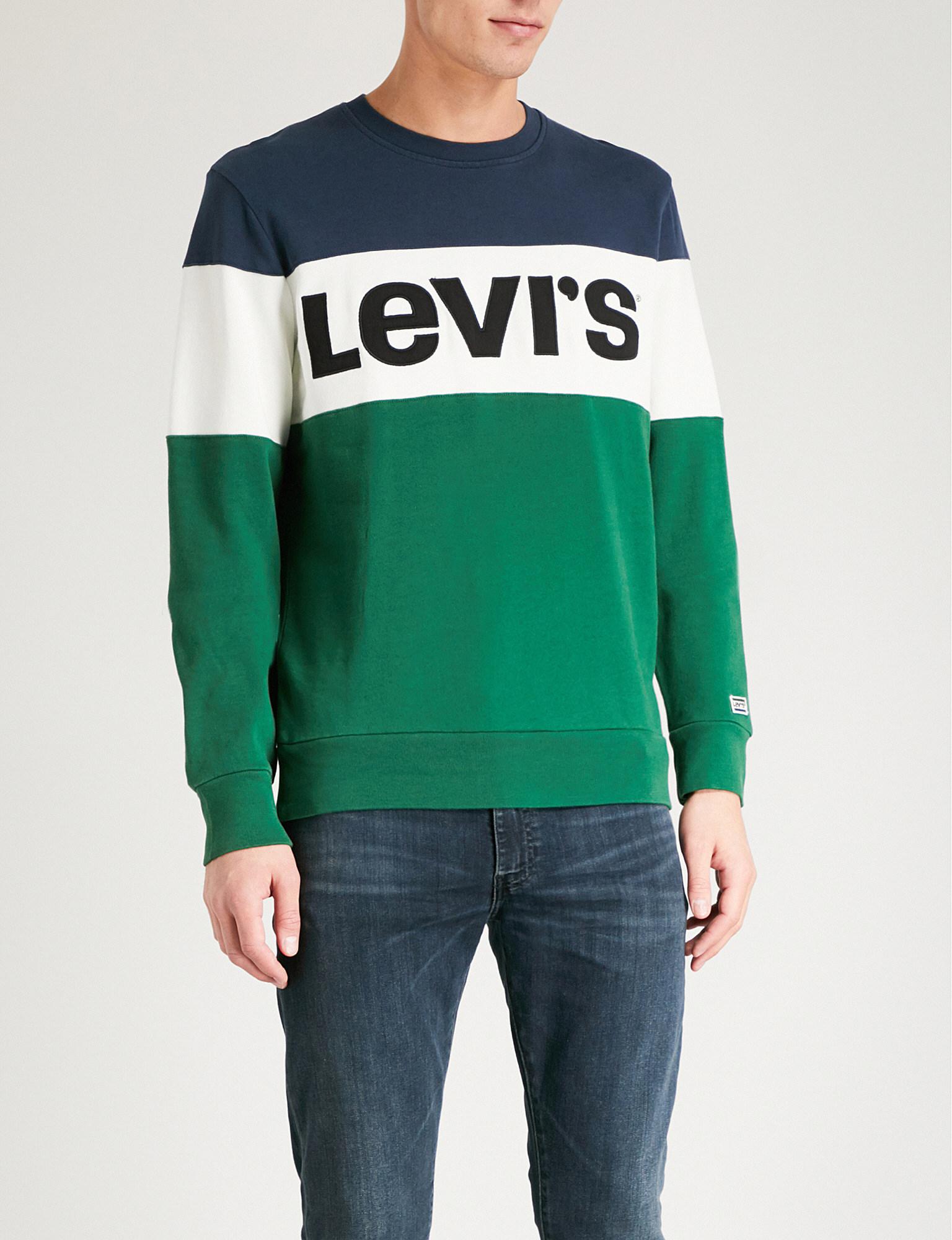 Green Colourblock Crew Neck Sweatshirt 