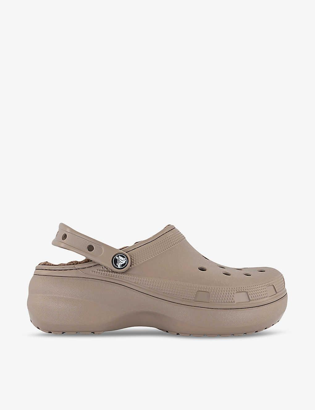 Crocs Classic Platform Faux Fur lined Rubber Clogs in Grey Lyst UK