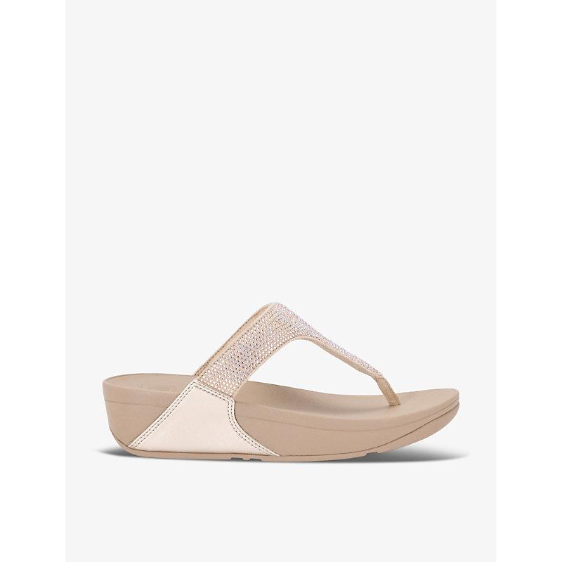 Fitflop Lulu Glitter Rhinestone-Embellished Rubber Sandals in Natural |  Lyst UK