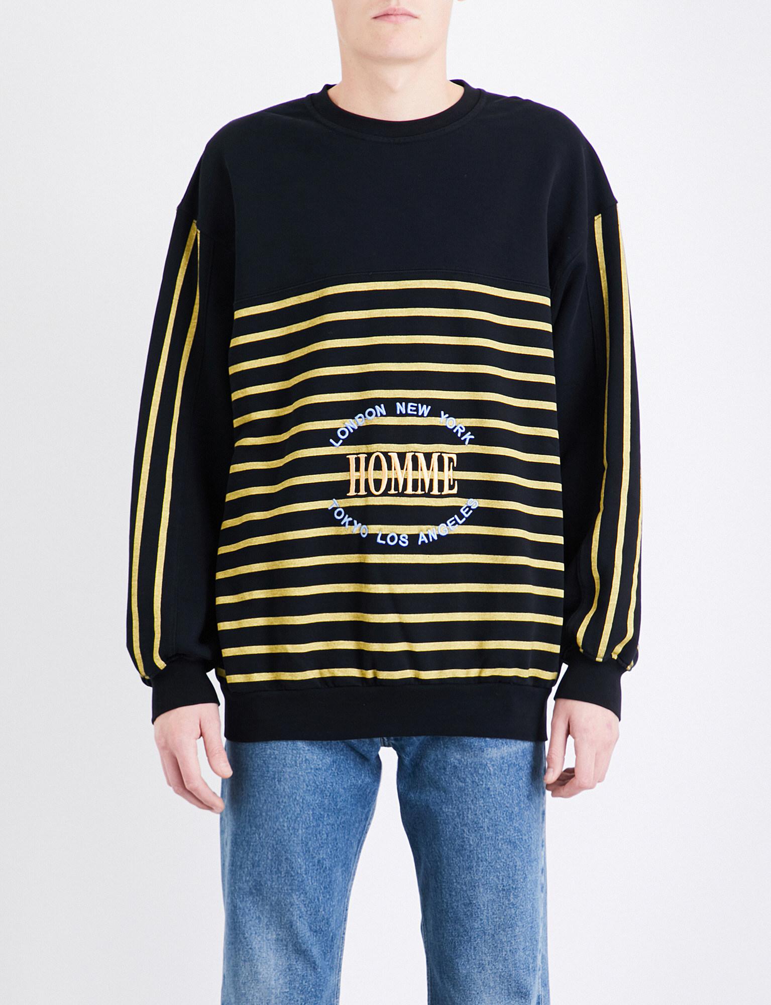 Balenciaga Homme Striped Cotton-jersey Sweatshirt in Black Yellow (Black)  for Men - Lyst