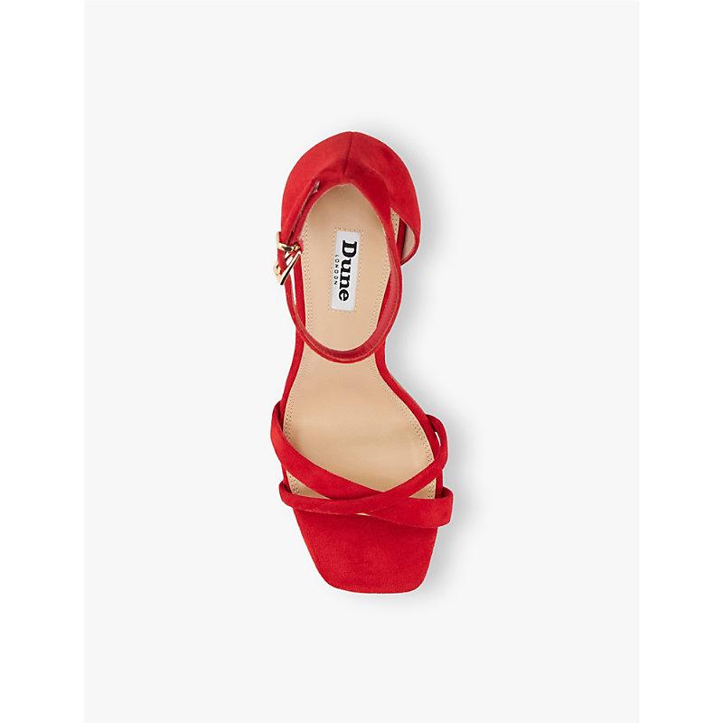 Heeled Dune Red Sandals Mae Ankle-Strap Stilettos