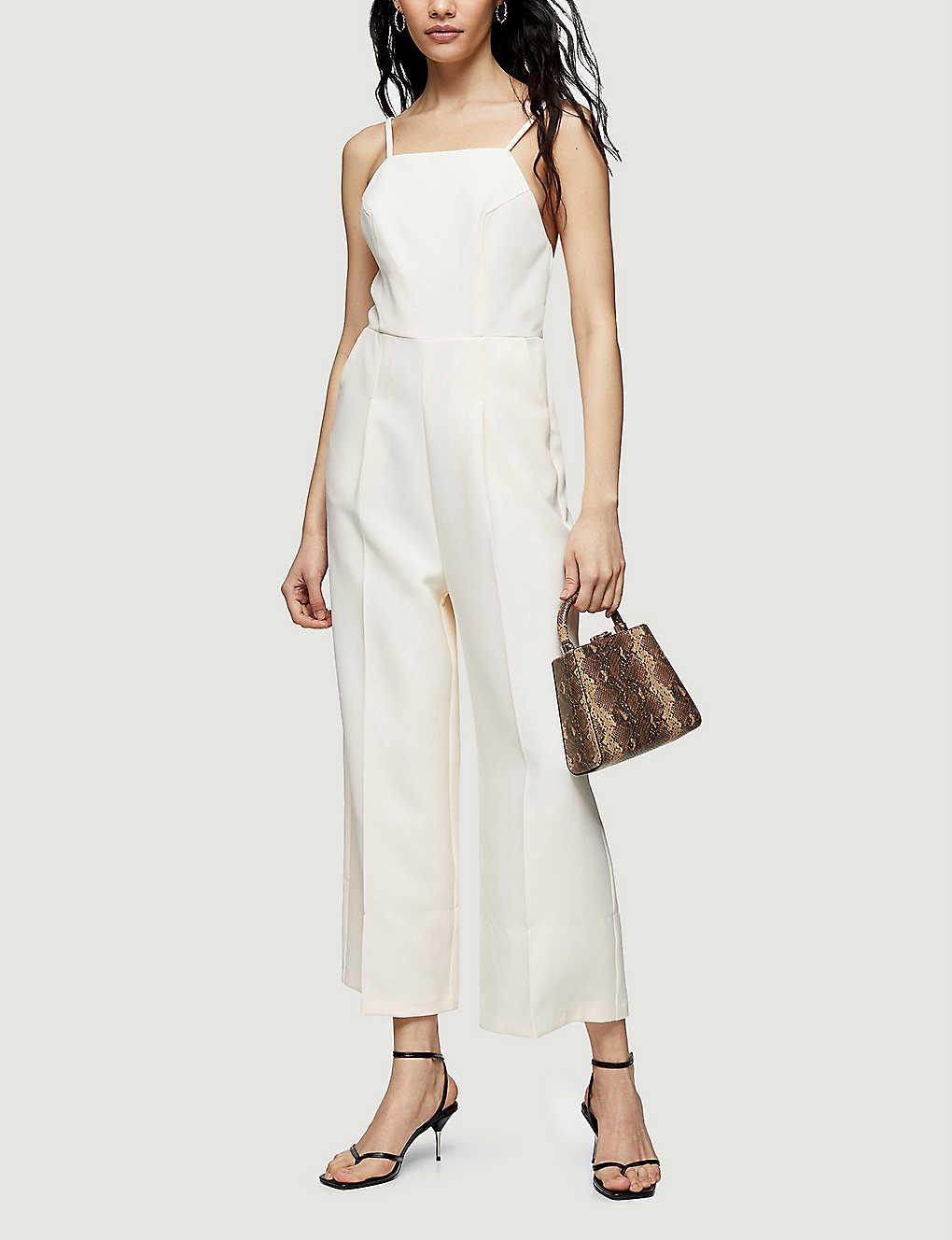 TOPSHOP Synthetic Ivory Cross Back Strappy Jumpsuit in White - Lyst