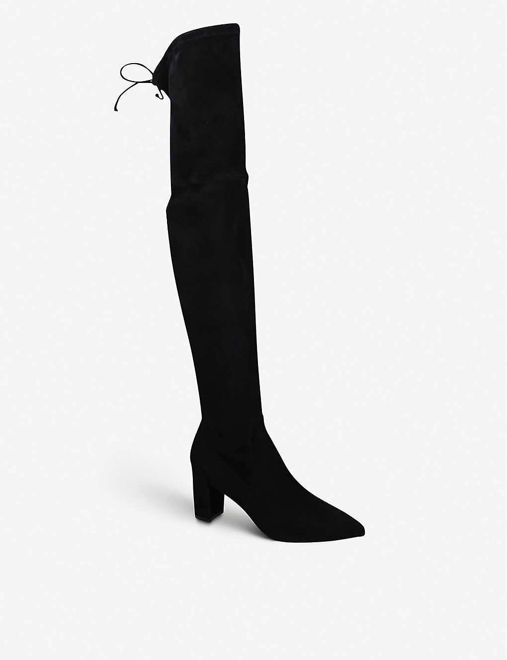 Stuart Weitzman Lesley 75 Stretch-suede Over-the-knee Boots in Black - Lyst