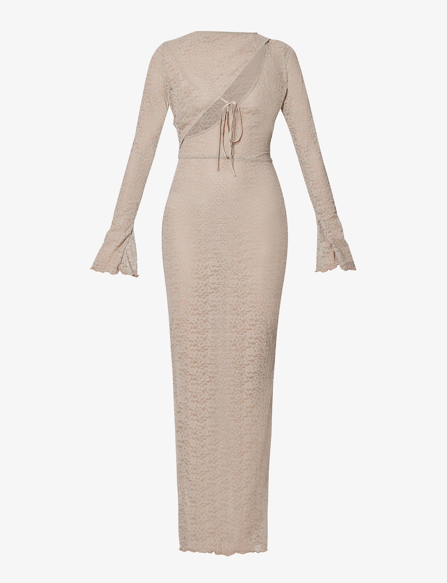 House Of Cb Giovanna Cutout Stretchwoven Maxi Dress in Natural Lyst
