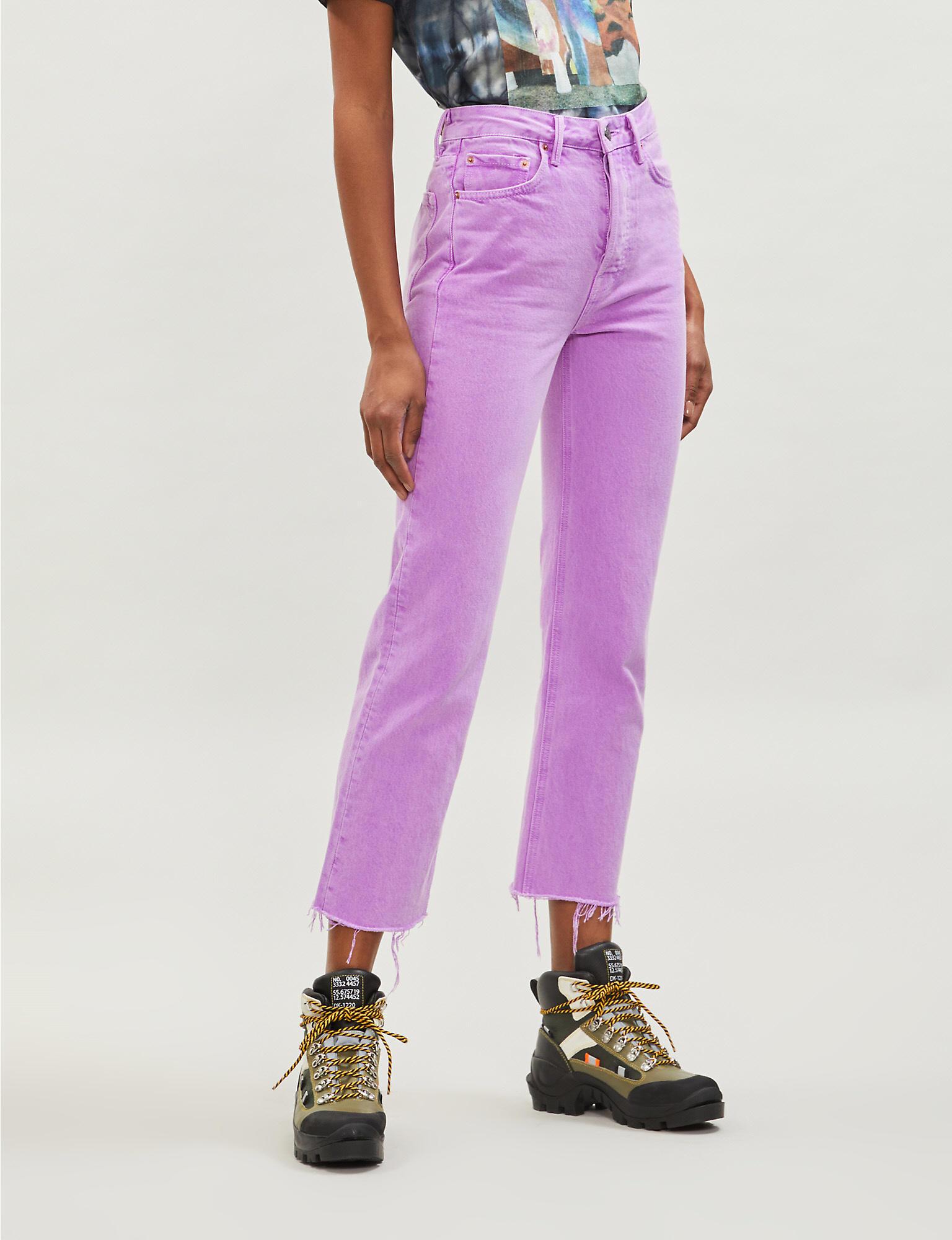 GRLFRND Denim The Mica High-rise Cropped Jeans in Electric Purple ...