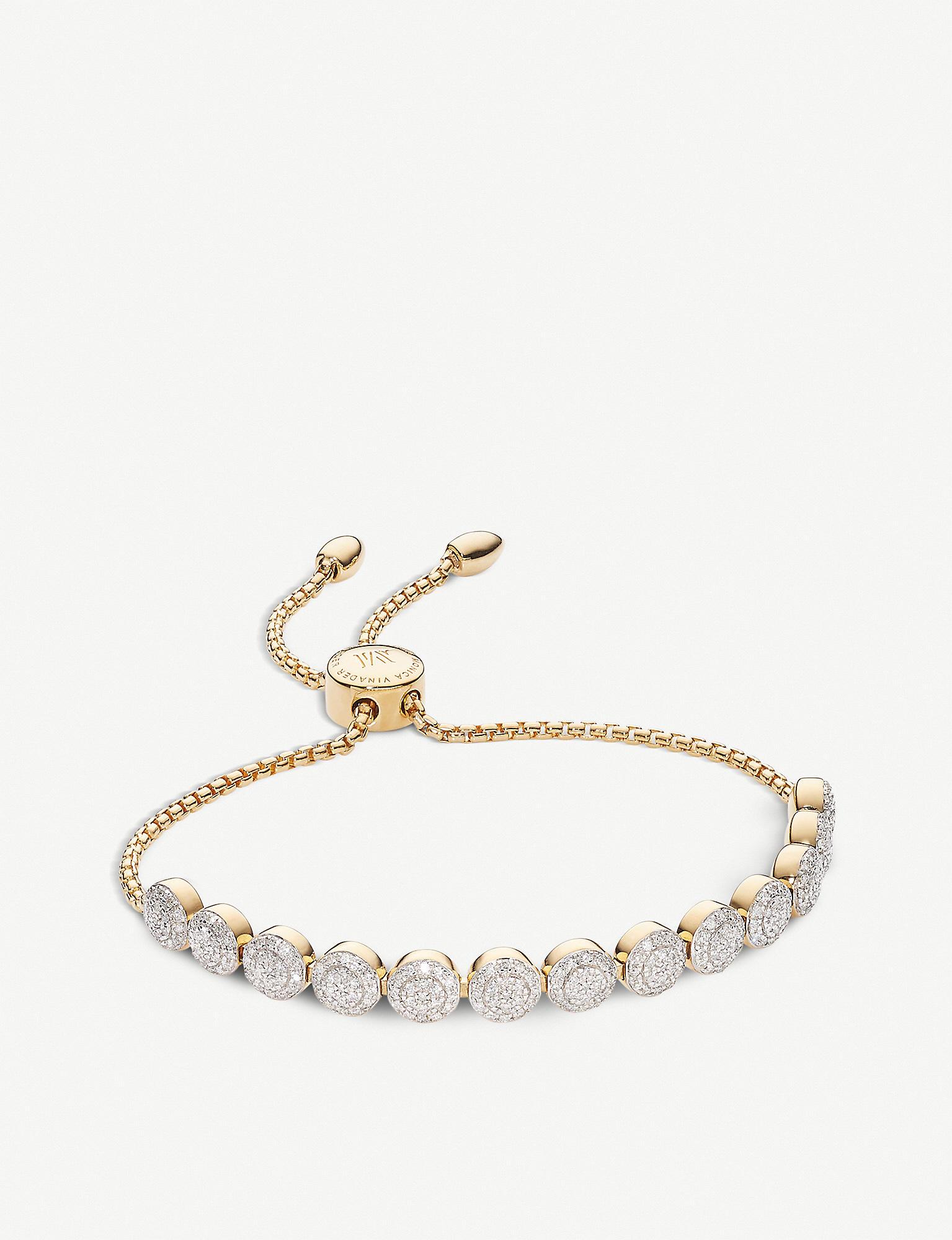 Monica Vinader Fiji Mini Button Chain 13 Beads Diamond Bracelet in ...