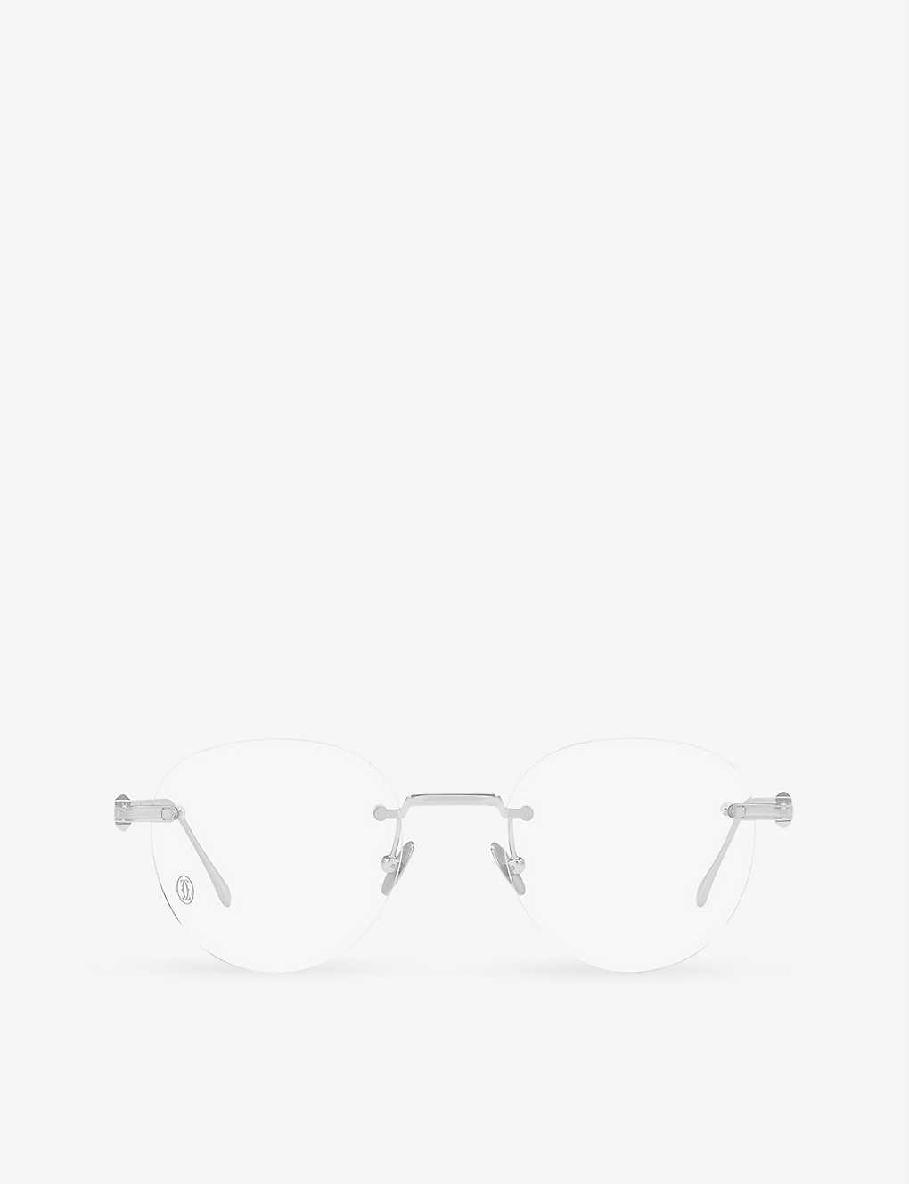 Cartier Ct0342o Ovalframe Metal Glasses in White for Men Lyst