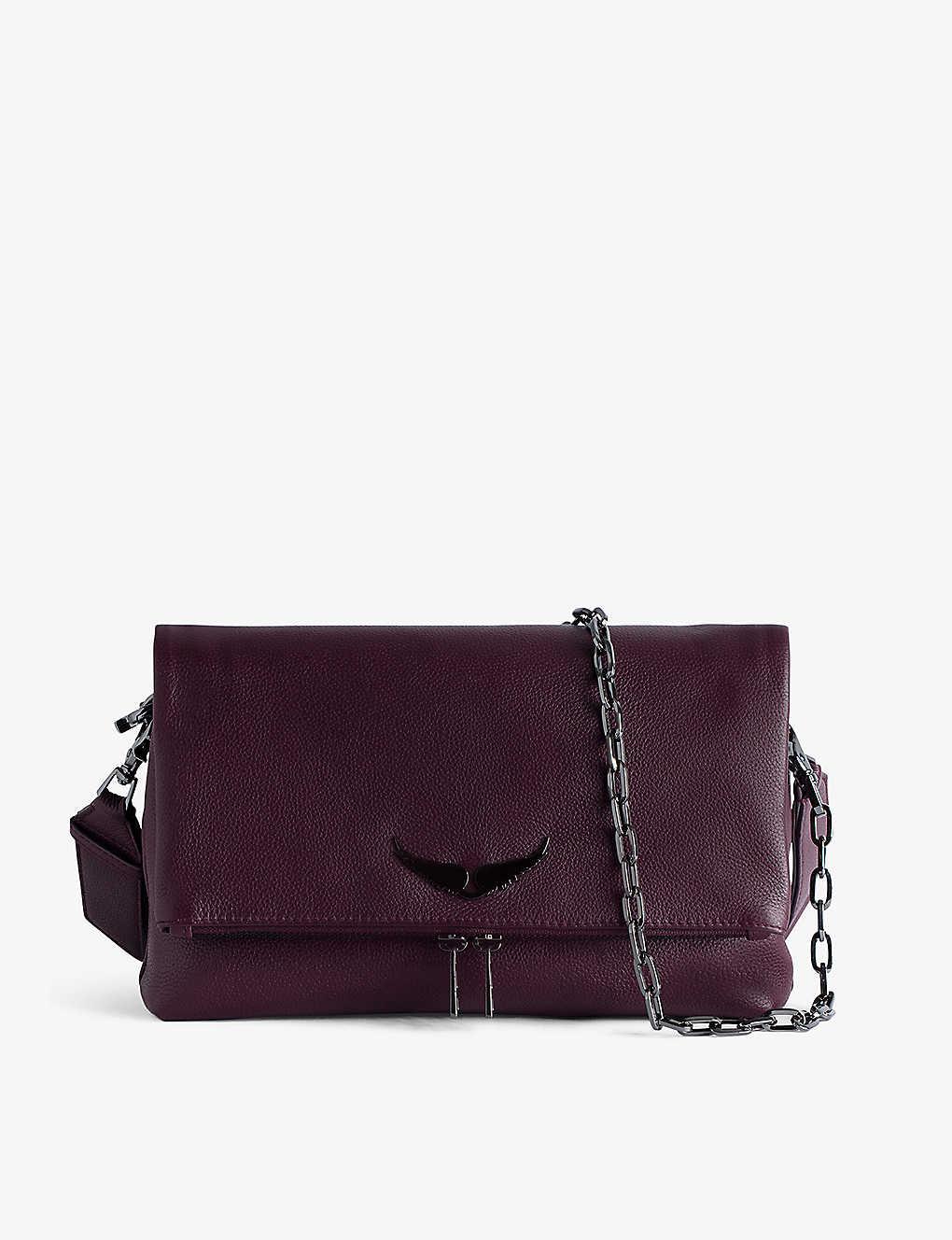 Zadig Voltaire Rocky Grained leather Cross body Bag in Purple Lyst
