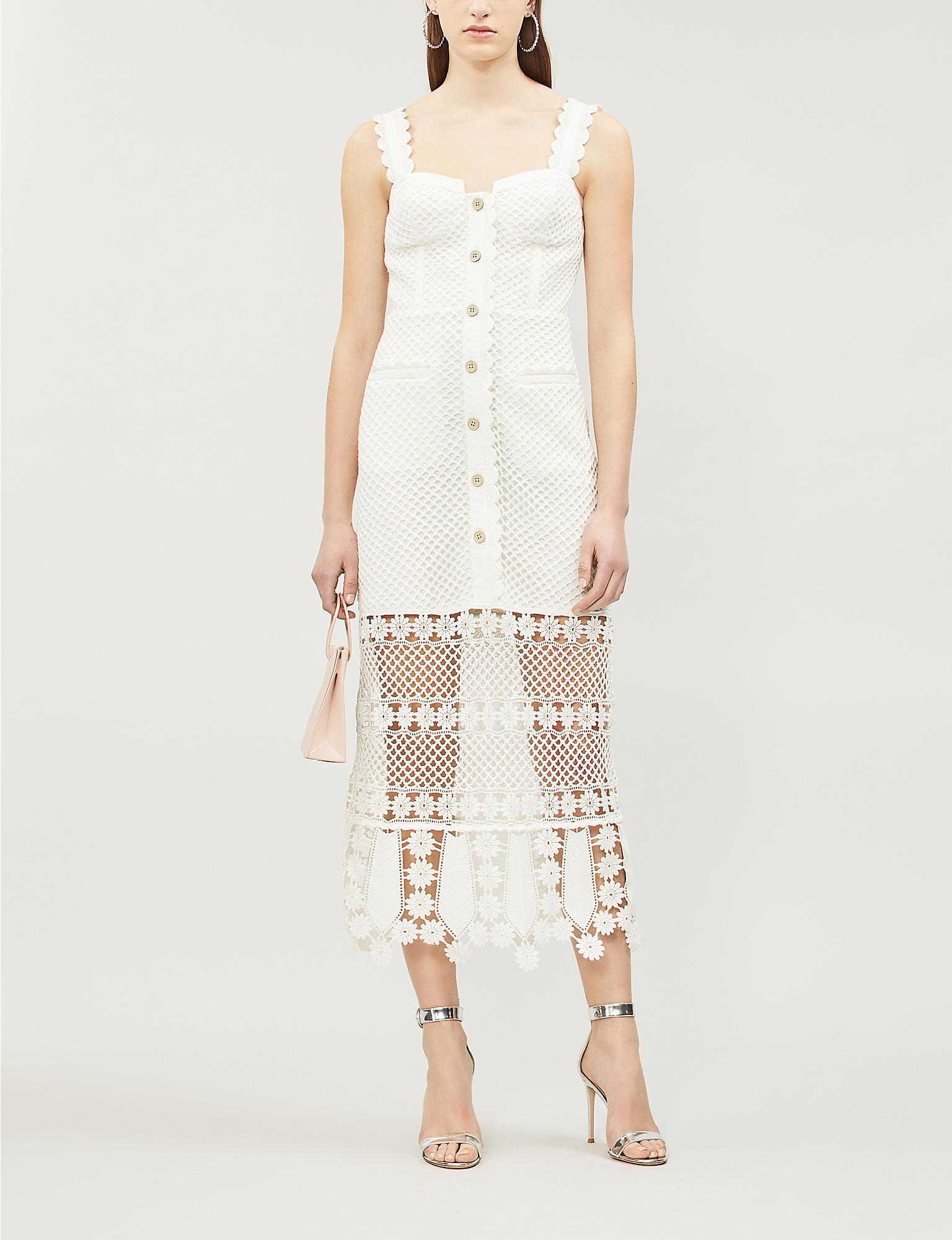 self portrait fishnet crochet dress