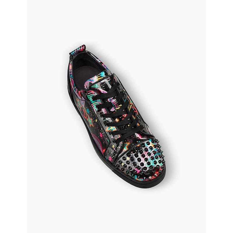 Christian Louboutin Louis Junior Spike-embellished Leather Trainers In Black