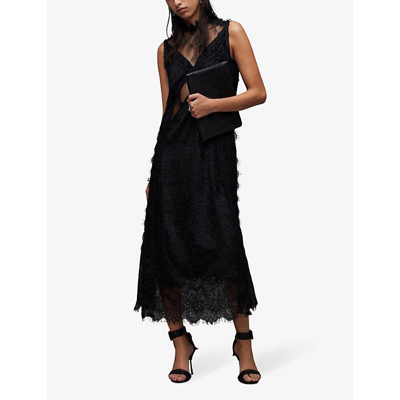 AllSaints Mila Lace Mini Dress in Black | Lyst UK