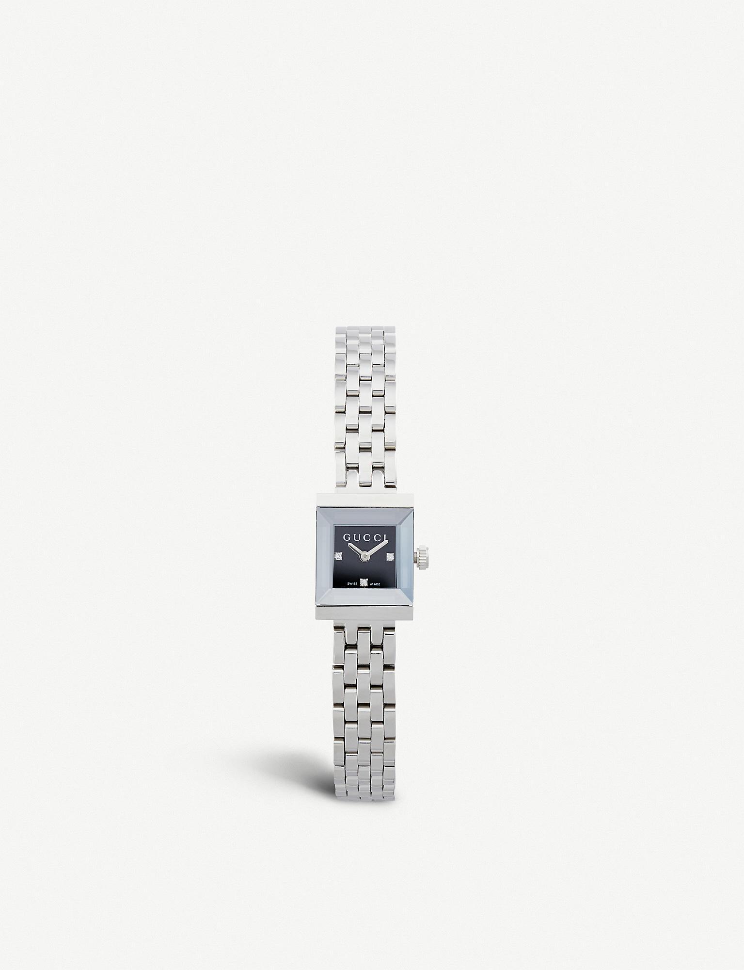 Gucci Ya128507 G-frame Collection Stainless Steel And Diamond Watch in  White | Lyst