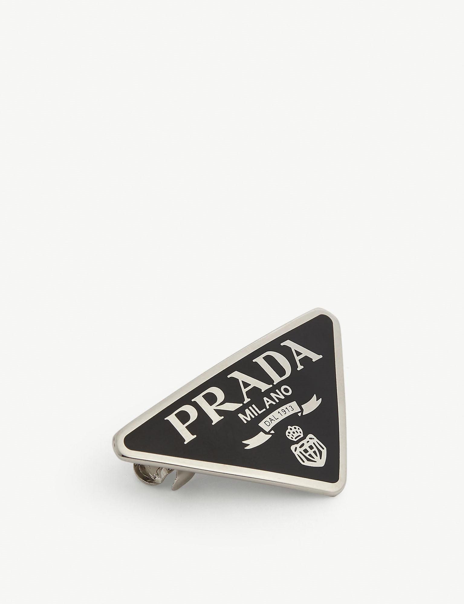 Prada Logo Triangle Hair Clip in Black | Lyst