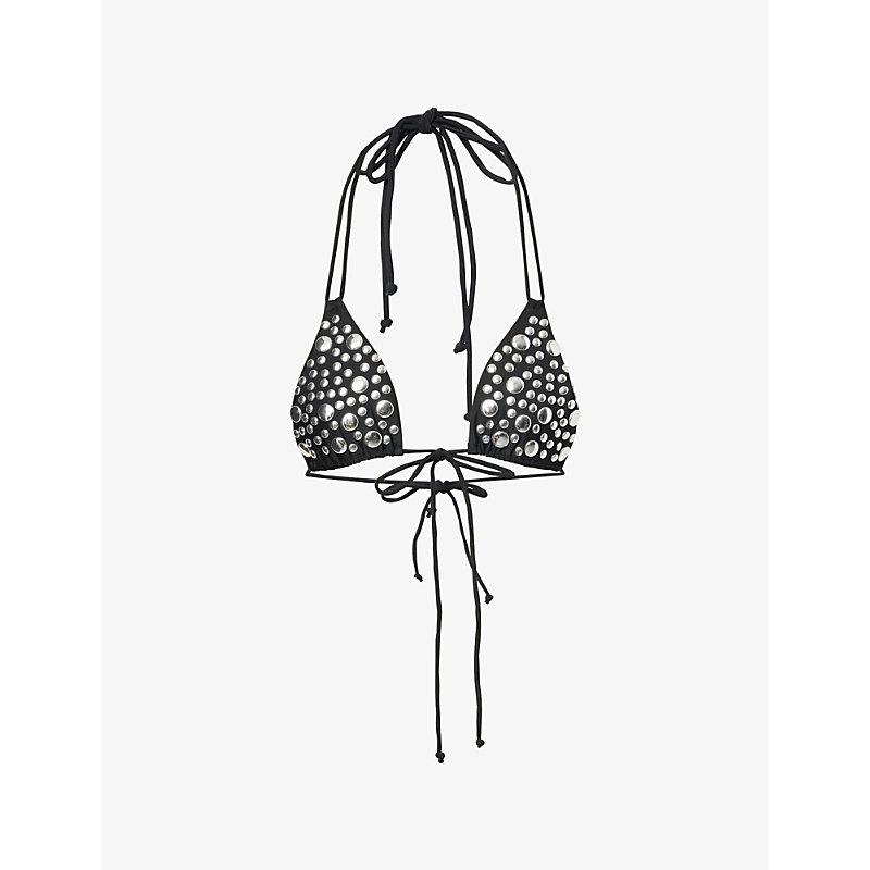 Jaded London Silvra Studded Bikini Top in White | Lyst