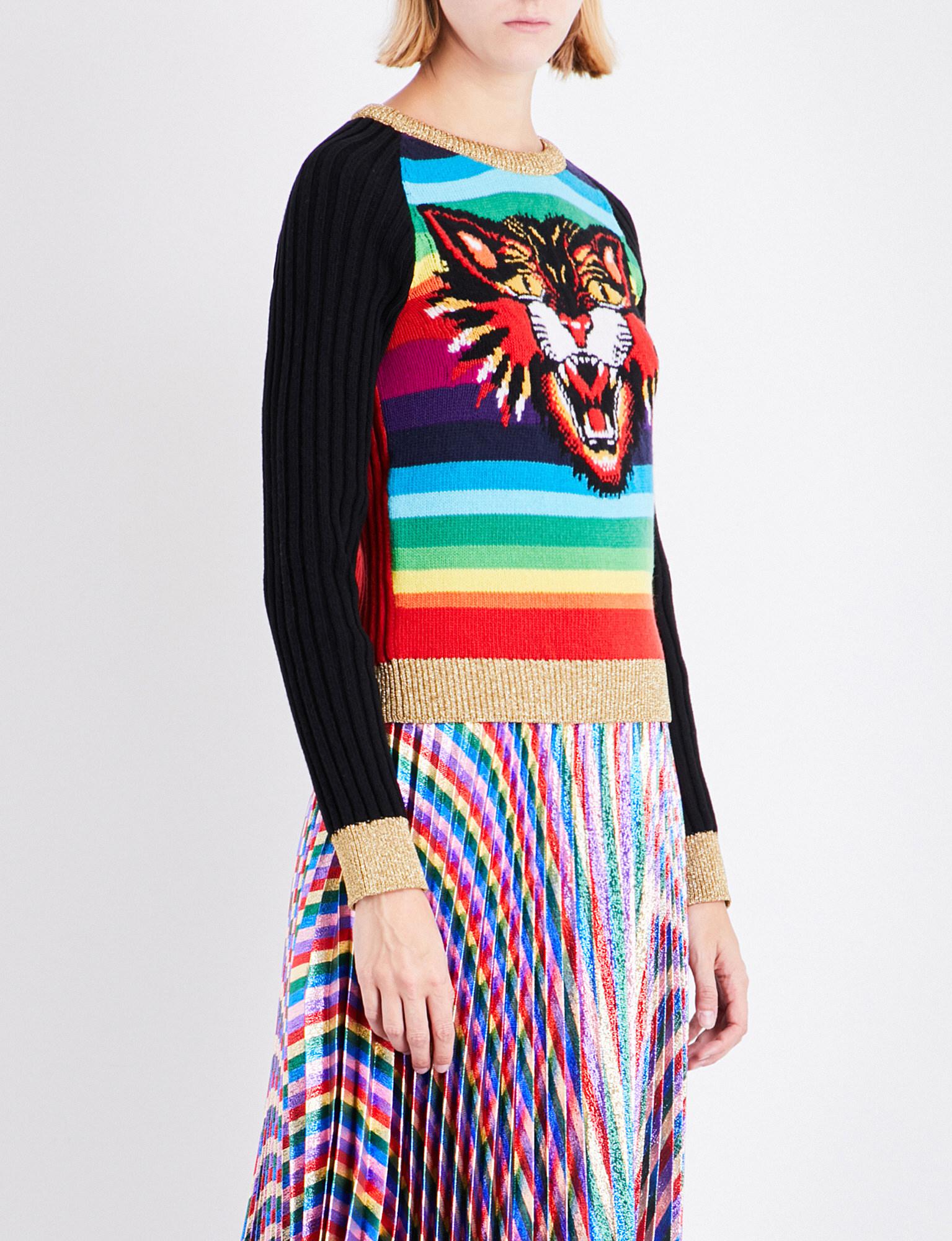 gucci tiger rainbow sweater
