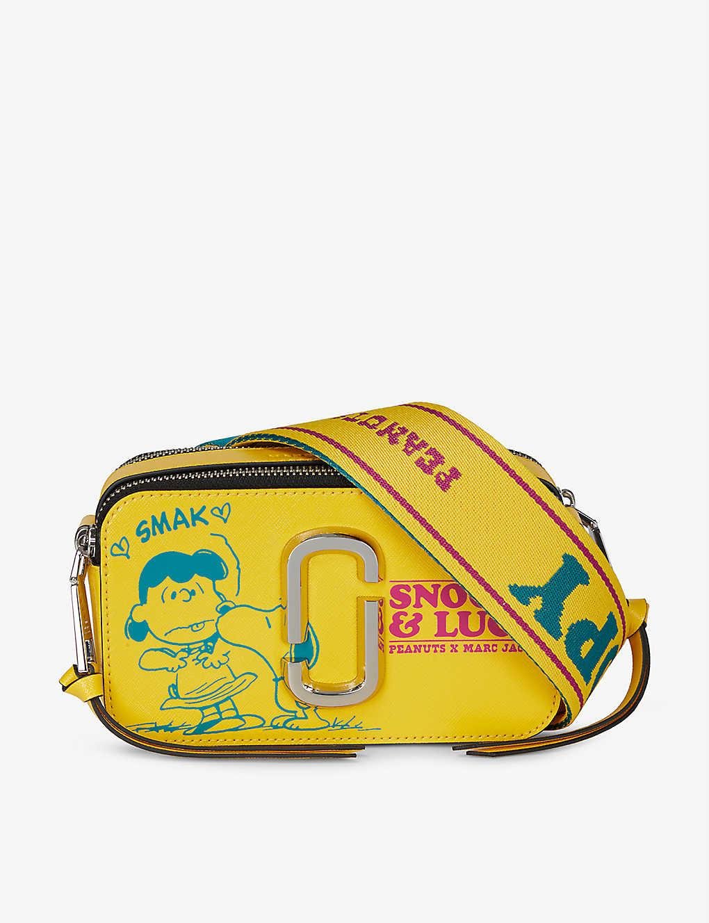 Marc Jacobs X Peanuts Snapshot Snoopy And Lucy Print Leather Cross-body Bag  in Yellow | Lyst